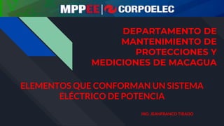 DEPARTAMENTO DE
MANTENIMIENTO DE
PROTECCIONES Y
MEDICIONES DE MACAGUA
ING: JEANFRANCO TIRADO
 