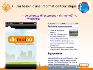 J'ai besoin d'une information touristique Je consulte directement « dis-moi-où? », « Wikipédia » 