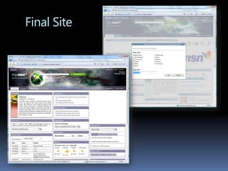Module DevelopmentAs soon as the style layout and basic functionality were decided upon, module development began. The basic module interaction changed from having inline dialog boxes and input to having edit menusThe basic module edit menu remains the same for each module except the input itself can vary for different modulesEach module and it’s interaction were designed by myself and finalized upon by the team