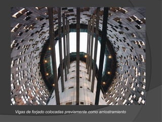 Vigas de forjado colocadas previamente como arriostramiento
 