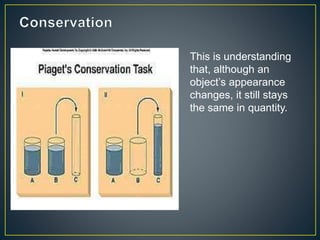 This is understanding
that, although an
object’s appearance
changes, it still stays
the same in quantity.
 