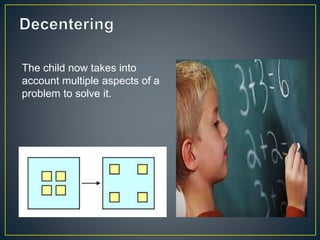 The child now takes into
account multiple aspects of a
problem to solve it.
 