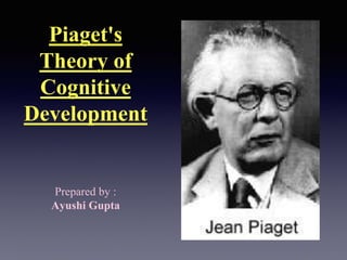 Piaget's
Theory of
Cognitive
Development
Prepared by :
Ayushi Gupta
 