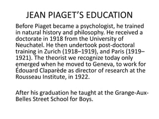 jean piaget contribution to education