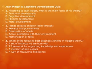 Piaget Test Questions jean piaget presentation july 14.pptx for senior high | PPTX
