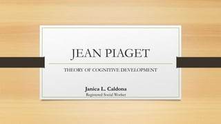 JEAN PIAGET
THEORY OF COGNITIVE DEVELOPMENT
Janica L. Caldona
Registered Social Worker
 