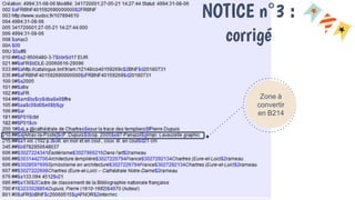 Zone à
convertir
en B214
NOTICE n°3 :
corrigé
 