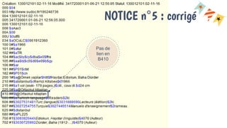 Pas de
lien en
B410
NOTICE n°5 : corrigé
 