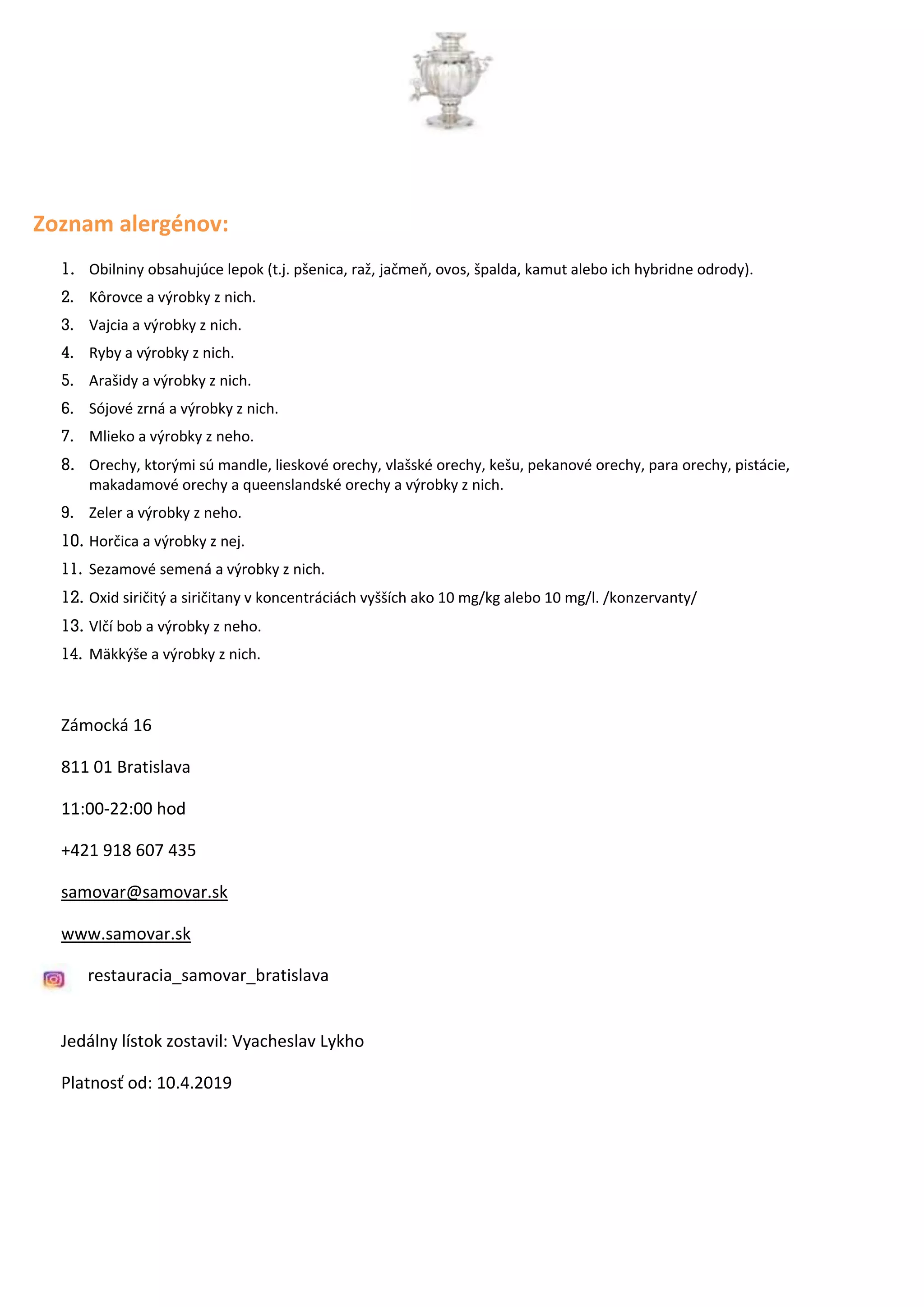 Jedalny listok 2020 | PDF