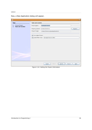 J.E.D.I
Now, a New Application dialog will appear.
Introduction to Programming I 46
Figure 3.16: Setting the Project Information
 