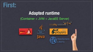 First:
Adapted runtime
(Container + JVM + JavaEE Server)
micro
 