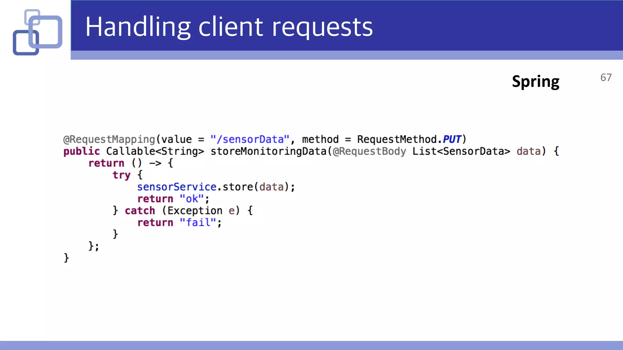 Handling client requests
Spring 67
 