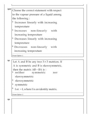 Q.30
1)
2)
3)
4)
Chosen Option: 1
Q.1
1)
2)
3)
4)
Chosen Option: 2
Q.2
 