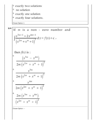 1)
2)
3)
4)
Chosen Option: 1
Q.10
1)
2)
3)
4)
Chosen Option: --
 
