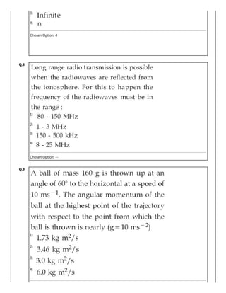 3)
4)
Chosen Option: 4
Q.8
1)
2)
3)
4)
Chosen Option: --
Q.9
1)
2)
3)
4)
 