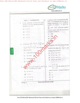 Free JEE Mains/JEE Advanced Online Prep and Guidance on www.100Marks.in




                                                                       www.100marks.in




                                                                    .in
                                                             ks
                                                       ar
                                                  m
                                           00
                                     .1
                                 w
                            w
                       w




                  Free JEE Mains/JEE Advanced Online Prep and Guidance on www.100Marks.in
 