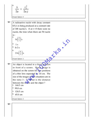 4)
Chosen Option: 4
Q.2
1)
2)
3)
4)
Chosen Option: 3
Q.3
1)
2)
3)
4)
Chosen Option: 3
Q.4
www.100Marks.in
 