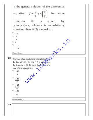 1)
2)
3)
4)
Chosen Option: --
Q.13
1)
2)
3)
4)
Chosen Option: 1
Q.14
www.100Marks.in
 