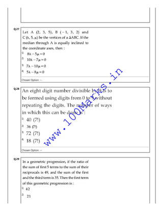 Q.27
1)
2)
3)
4)
Chosen Option: --
Q.28
1)
2)
3)
4)
Chosen Option: --
Q.29
1)
2)
www.100Marks.in
 