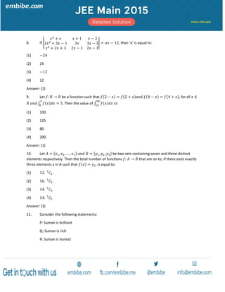 Jee mains 2015 11th april answer key without solution (2)