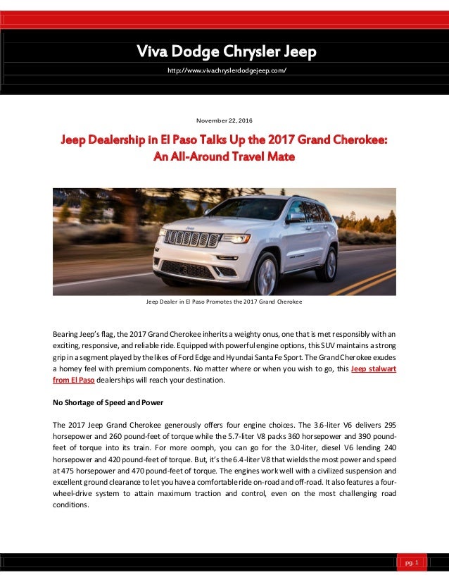 Jeep Dealership In El Paso Talks Up The 2017 Grand Cherokee An All A