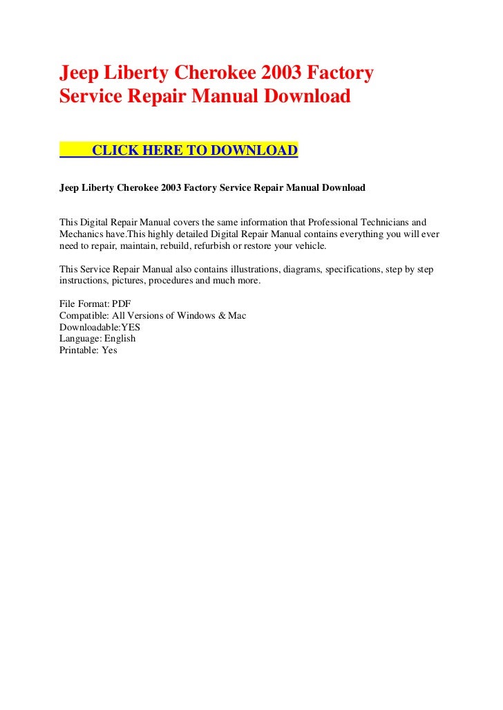 Jeep factory service manual download repair manuals