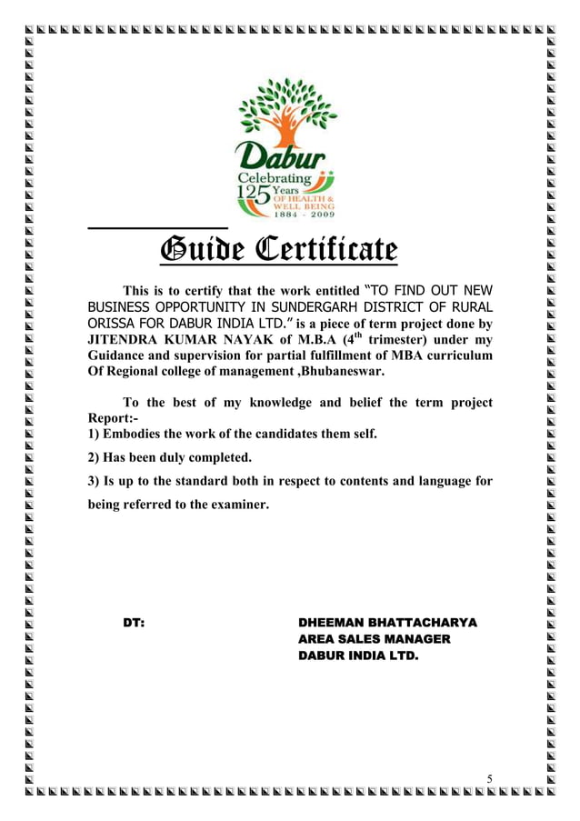 Dabur Summer Internship Pdf