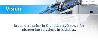 Vision
Become a leader in the industry known for
pioneering solutions in logistics.
 