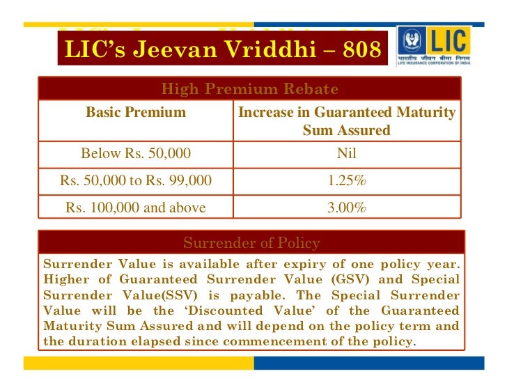 Lic Jeevan Vriddhi Surrender Value Calculator Jeevan vriddhi
