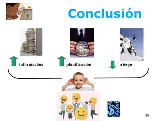38
Conclusión
información planificación riesgo
 
