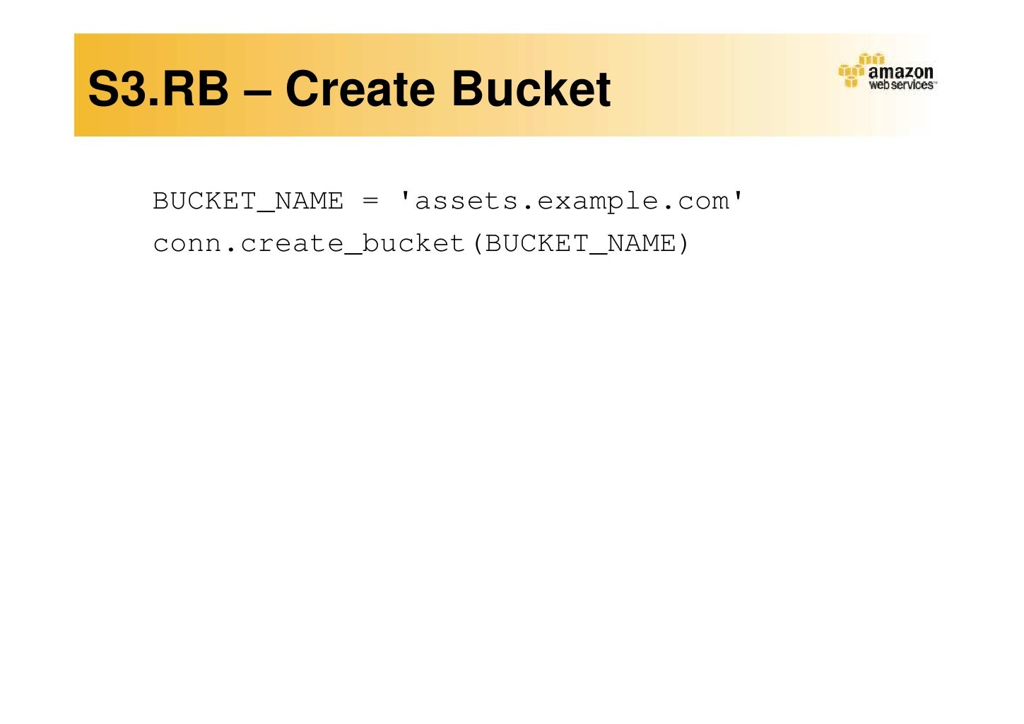 S3.RB Create Bucket BUCKET_NAME