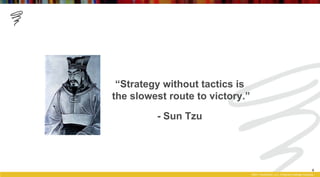 “Strategy without tactics is
the slowest route to victory.”

         - Sun Tzu




                                      ...
