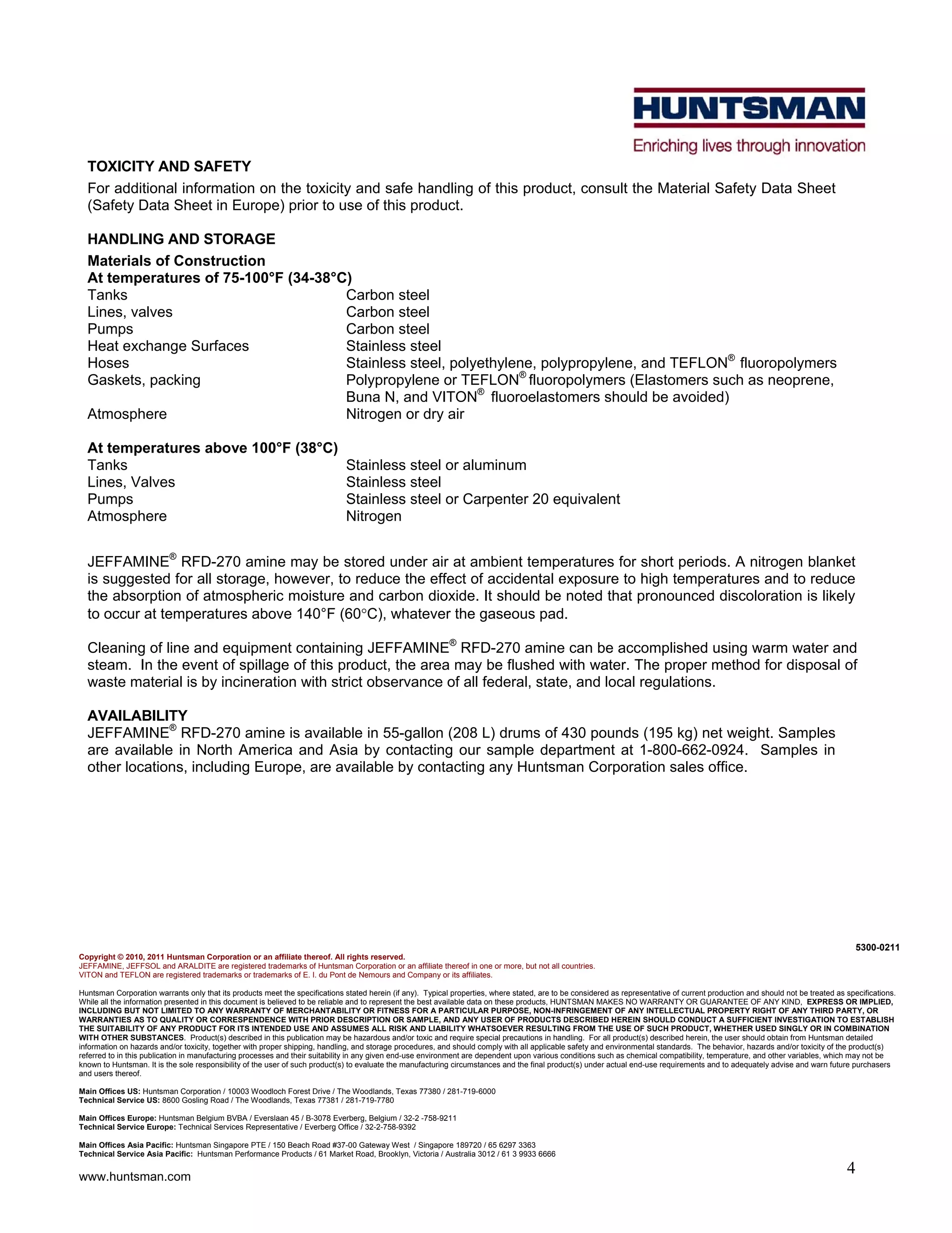 JEFFAMINE(R) RFD-270 | PDF