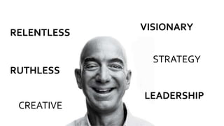 VISIONARY
RELENTLESS
STRATEGY
CREATIVE
RUTHLESS
LEADERSHIP
 