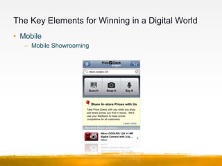 Designing and Building your Digital Assets
• Mobile
   – How to win with Mobile
      • Accept the fact that the world is ...