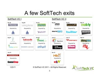 A few SoftTech exits
SoftTech VC I                                               SoftTech VC II
Dec 05            Aug 06  ...