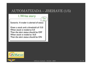 AUTOMATIZADA – JBEHAVE (1/5)
21 / 30Jefferson Andrade – CE-229 – BDD
 