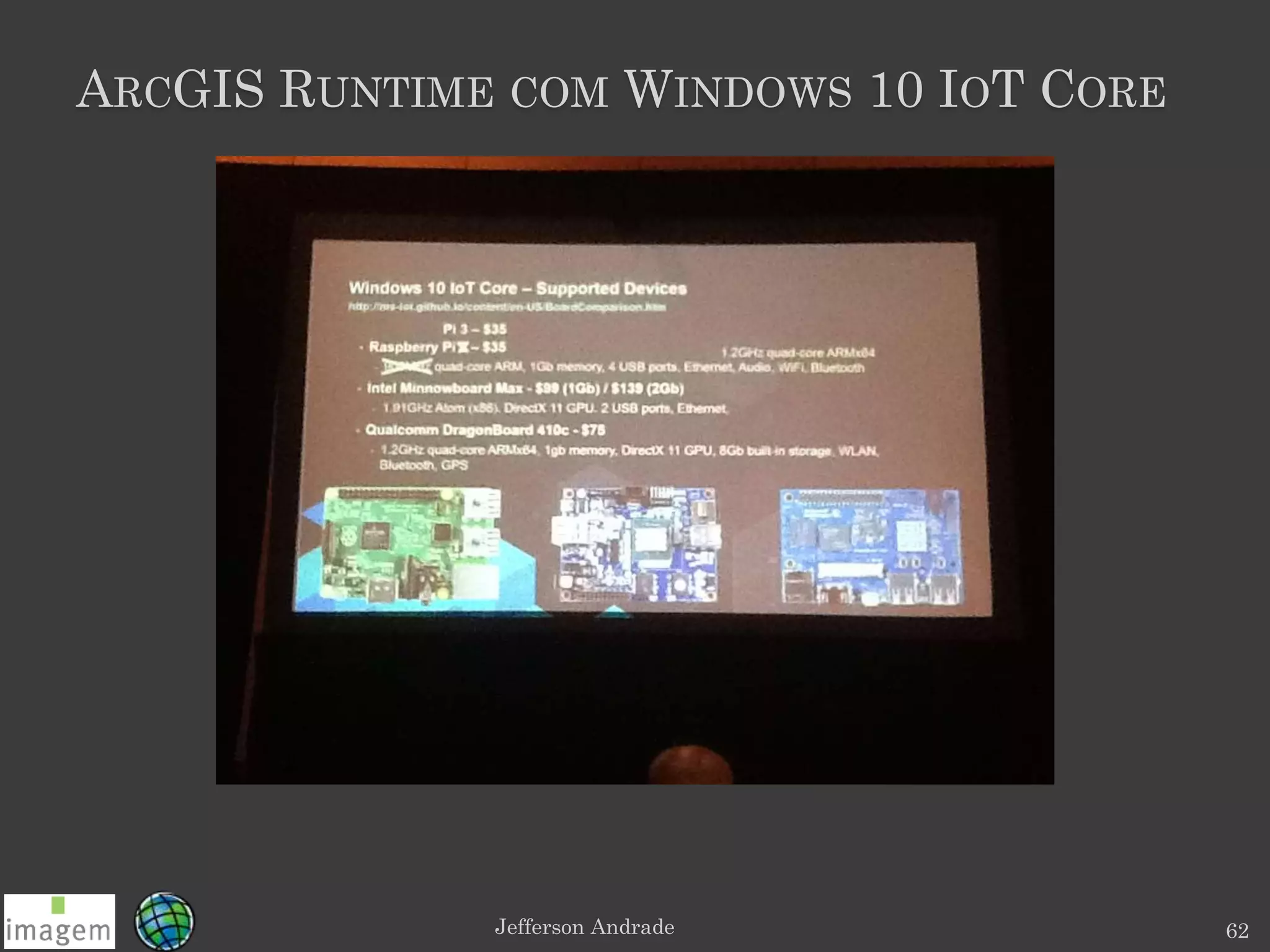 ARCGIS RUNTIME COM WINDOWS 10 IOT CORE
Jefferson Andrade 62
 