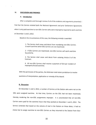Arbitration Award - Non-ODL carrier remedy