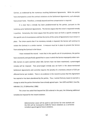 Arbitration Award - Non-ODL carrier remedy