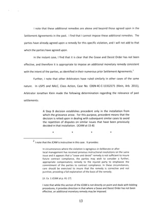 Arbitration Award - Non-ODL carrier remedy