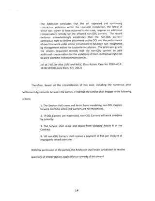 Arbitration Award - Non-ODL carrier remedy