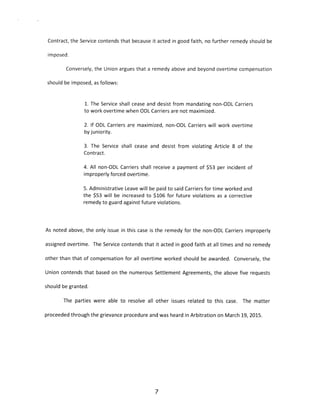 Arbitration Award - Non-ODL carrier remedy