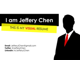 I am Jeffery Chen



Email: JefferyJChen@gmail.com
Twitter: @JefferyChen
Linkedin: in/JefferyJChen
 