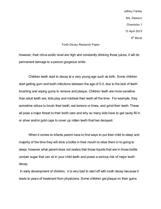 science fair research paper tooth decay science fair research papers