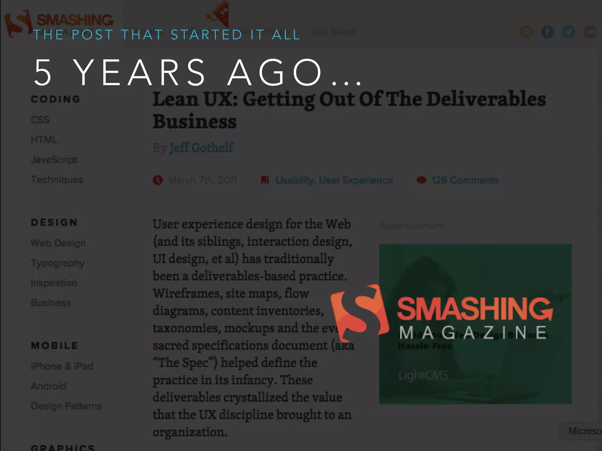 5 Y E A R S A G O …
T H E P O S T T H A T S TA R T E D I T A L L
 