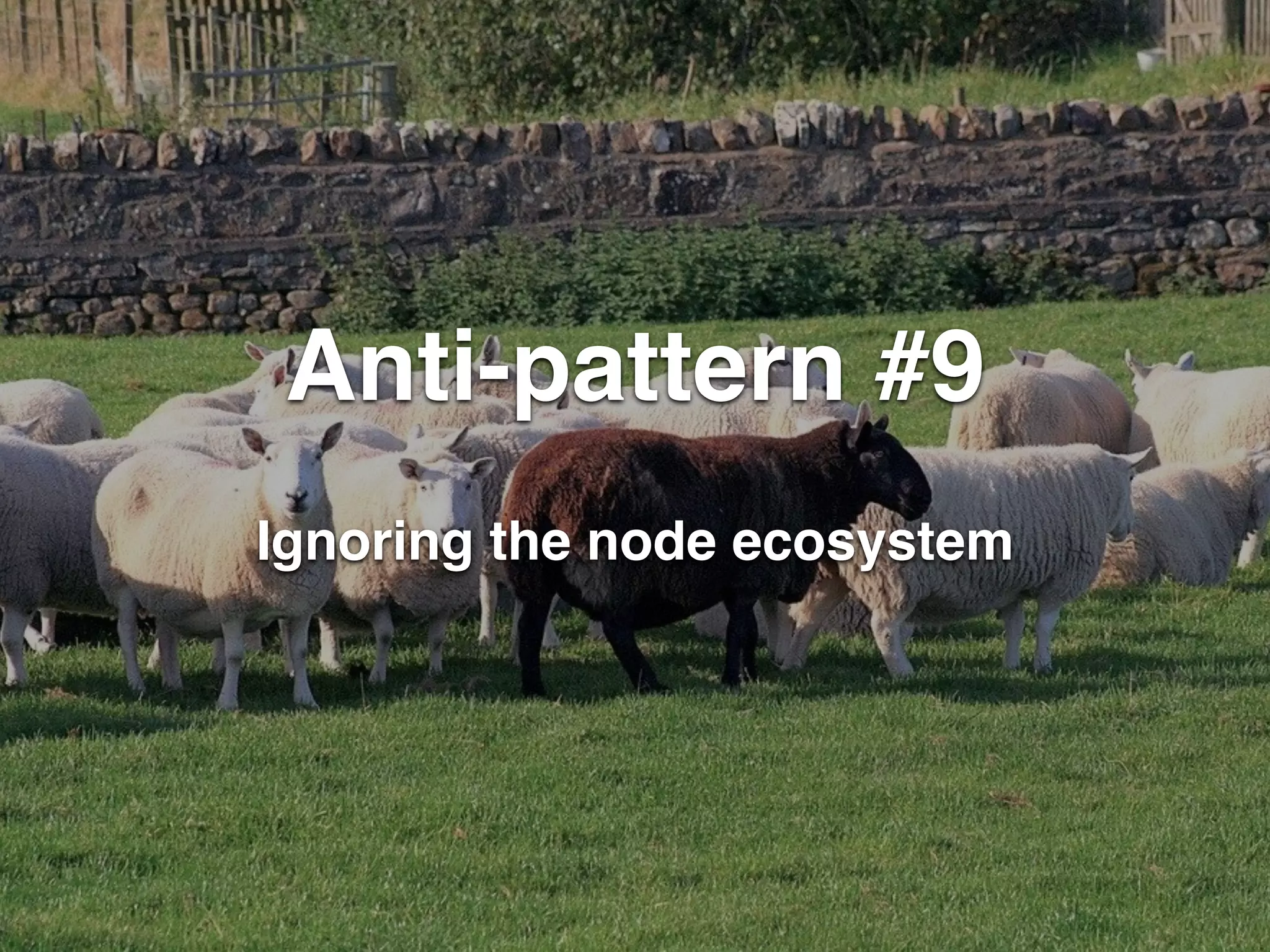 Anti-pattern #9 
Ignoring the node ecosystem 
 