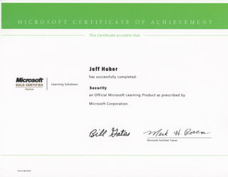Jeff Huber Security Certificate