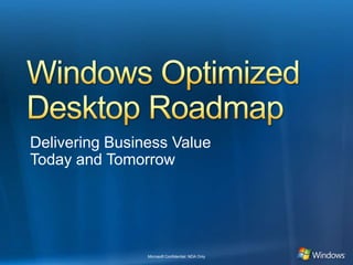 Windows Optimized Desktop Roadmap Delivering Business ValueToday and Tomorrow 