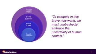 Social
 Media

 Social
Business
           “To compete in this
           brave new world, we
 Social
 CRM       must unabashedly
           embrace the
  Social
           uncertainty of human
Commerce   contact.”



                                  3
 